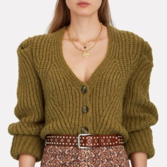 Ulla Johnson Sweaters - NWT ULLA JOHNSON Greta Wool Knit Cardigan Olive Large
